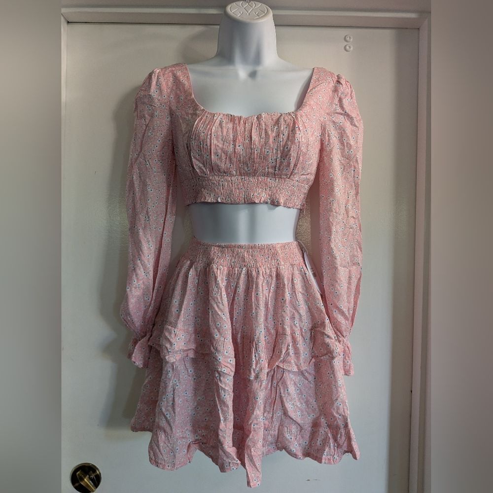 Princess Polly Pink Floral Mini Skirt Set. The Susanna Set Blush Size 0 - Picture 4 of 10